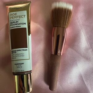 L'Oreal Foundation - Shade 145 Mahogany-Plus Josie Maran foundation brush